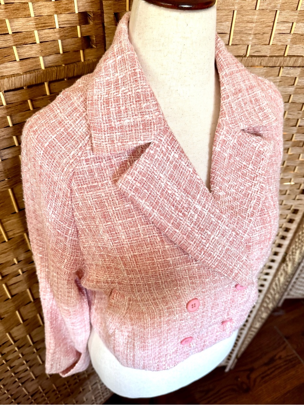 NWT Area Stars pink & ivory Ursula tweed
cropped jacket L - Picture 5 of 15